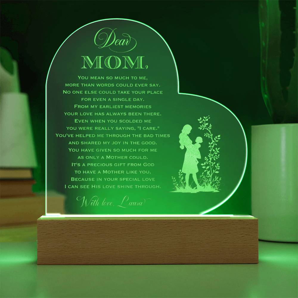 IT'S A PRECIOUS GIFT FROM GOD Gifts For Mother's Day Custom Name Engraved Acrylic Heart Plaque