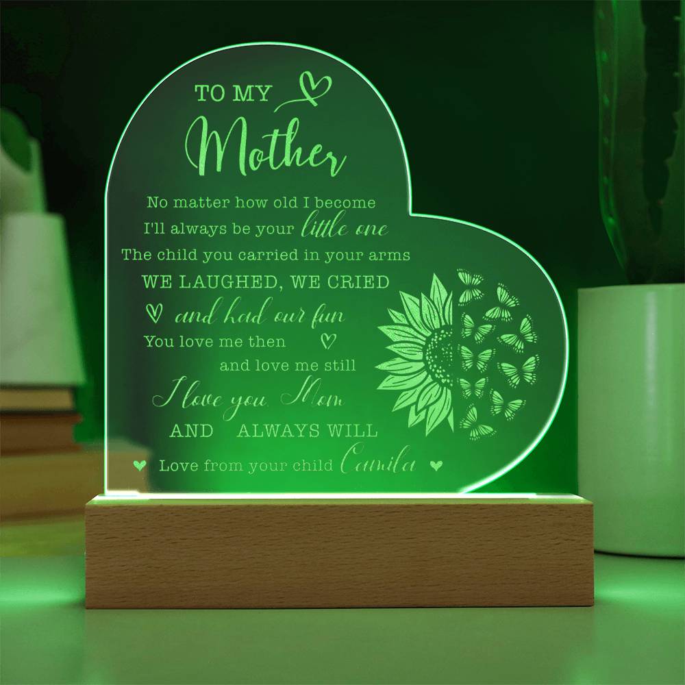 No Matter How Old I Become I'll Always Gifts For Mother's Day Personalized Name Engraved Acrylic Heart Plaque