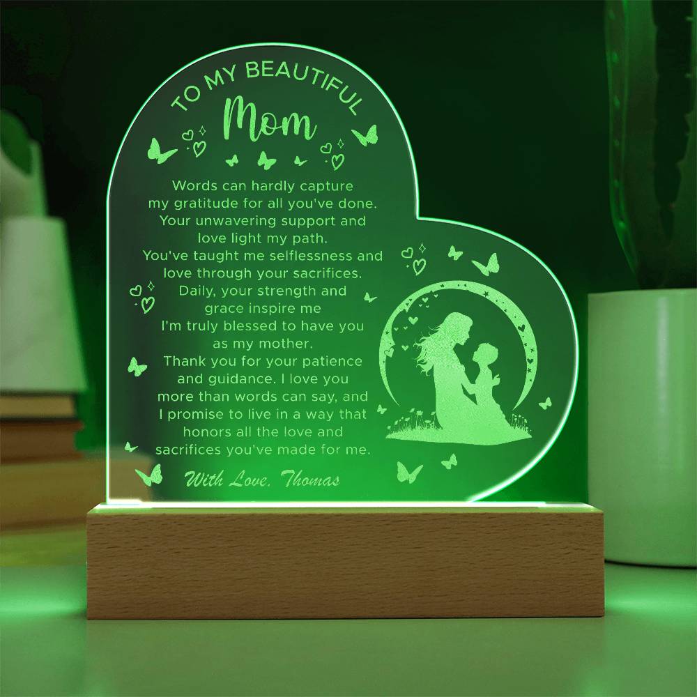 I Promise To Live In A Way That Honors All The Love Gifts For Mother's Day Custom Name Engraved Acrylic Heart Plaque