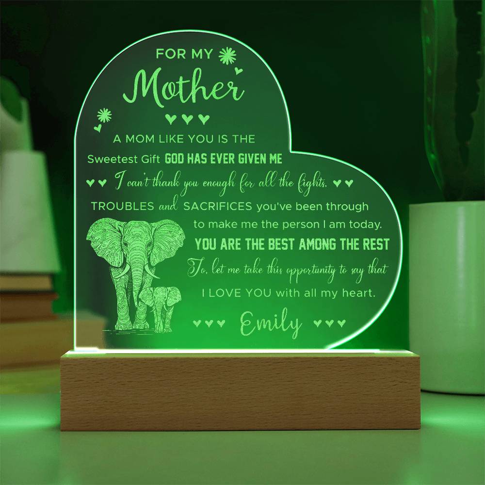 A Mom Like You Is The Sweetest Gift God Has Ever Given Me Gifts For Mother's Day Custom Name Engraved Acrylic Heart Plaque