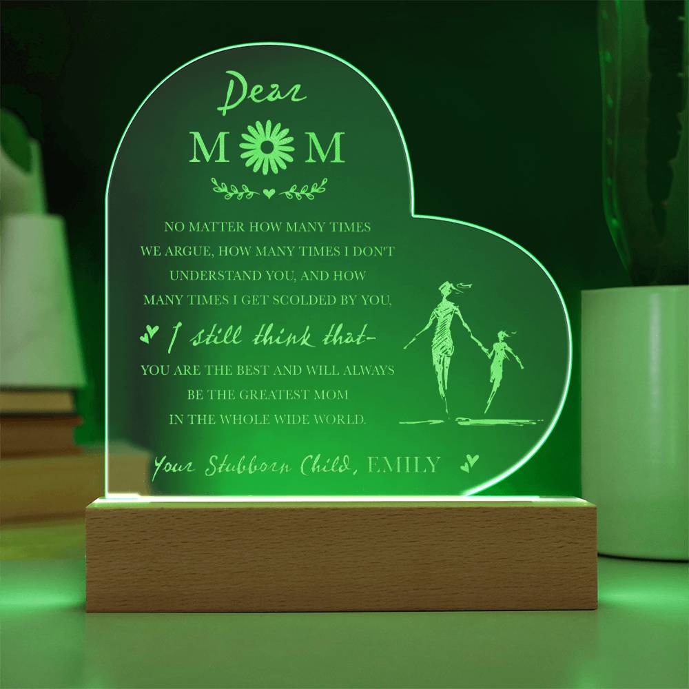 Dear Mom, NO MATTER HOW MANY TIMES Gifts For Mother's Day Personalized Name Engraved Acrylic Heart Plaque