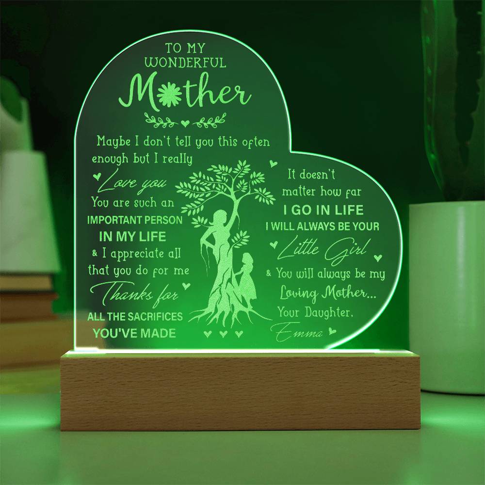 Maybe I Don't Tell You This Often Enough But I Really Gifts For Mother's Day Custom Name Engraved Acrylic Heart Plaque