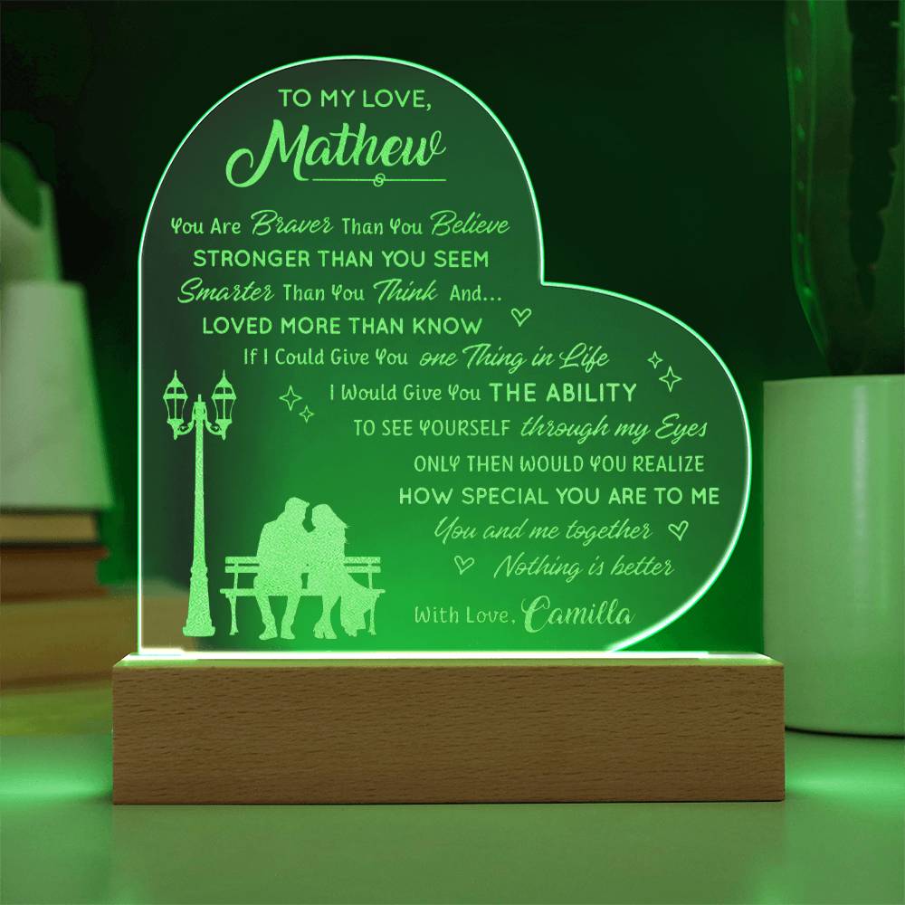 How Special You Are To Me You And Me Together Custom Name Engraved Acrylic Heart Plaque