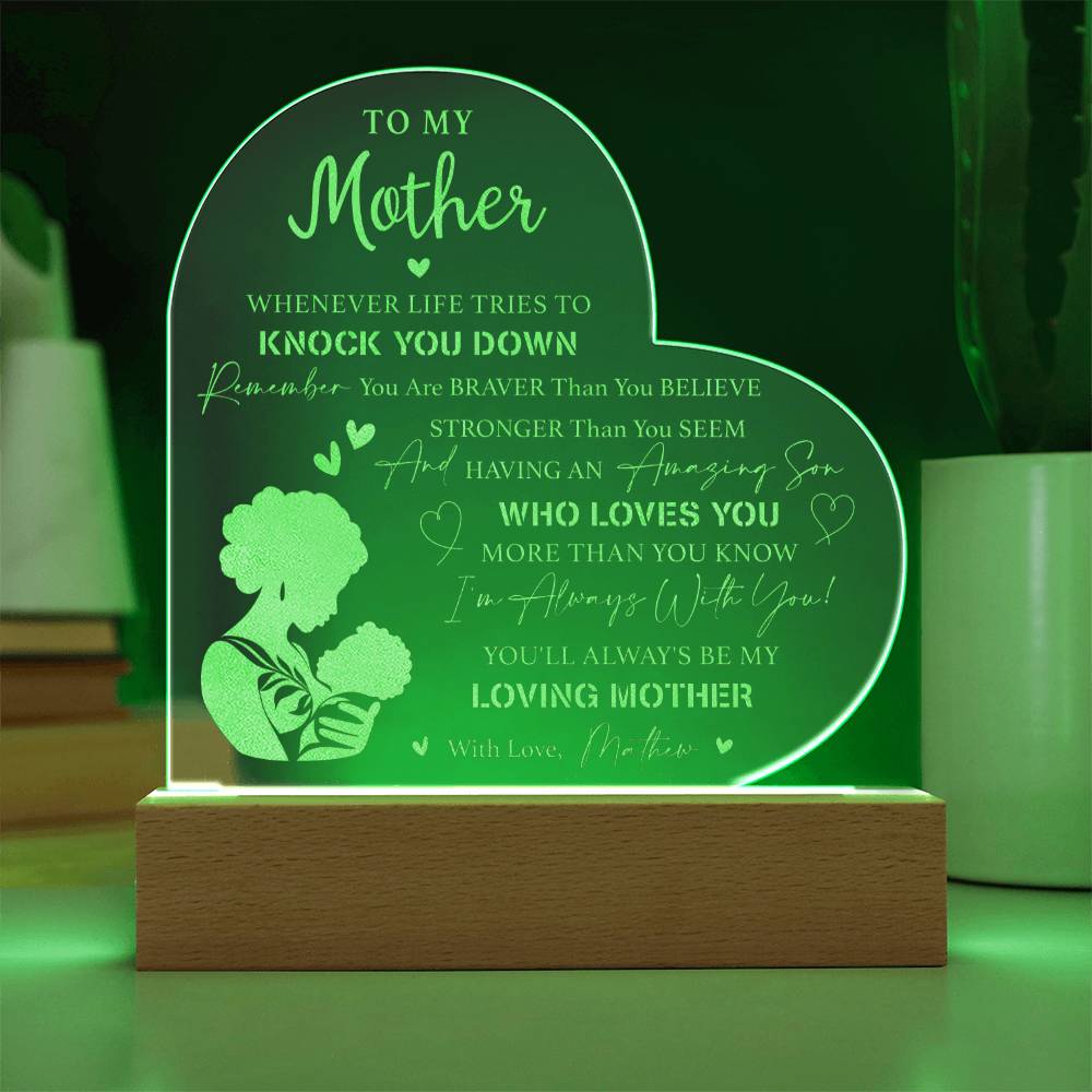 WHENEVER LIFE TRIES TO KNOCK YOU DOWN Gifts For Mother's Day Personalized Name Engraved Acrylic Heart Plaque