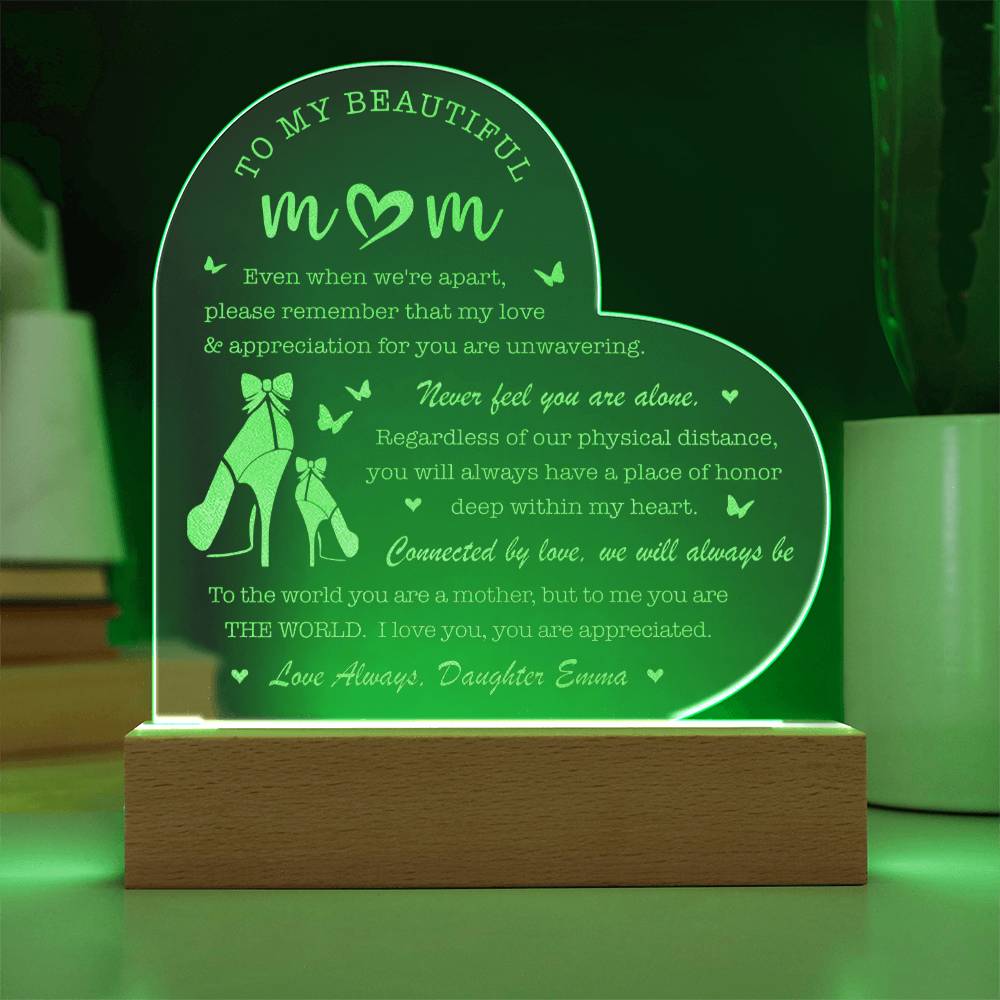 Never Feel You Are Alone Gifts For Mother's Day Personalized Name Engraved Acrylic Heart Plaque