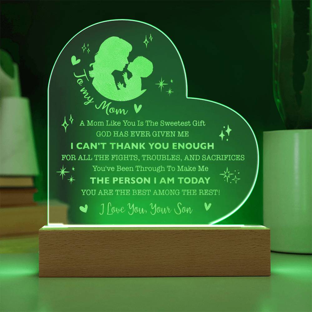 I CAN'T THANK YOU ENOUGH Gifts For Mother's Day Personalized Name Engraved Acrylic Heart Plaque