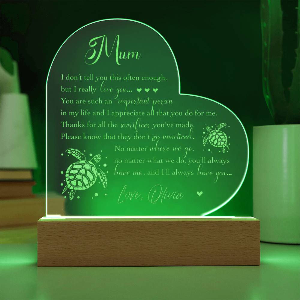 Mum You Are Such An Important Gifts For Mother's Day Personalized Name Engraved Acrylic Heart Plaque