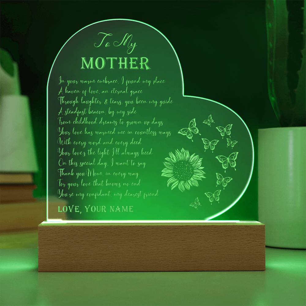 In Your Warm Embrace I Found My Place Gifts For Mother's Day Personalized Name Engraved Acrylic Heart Plaque