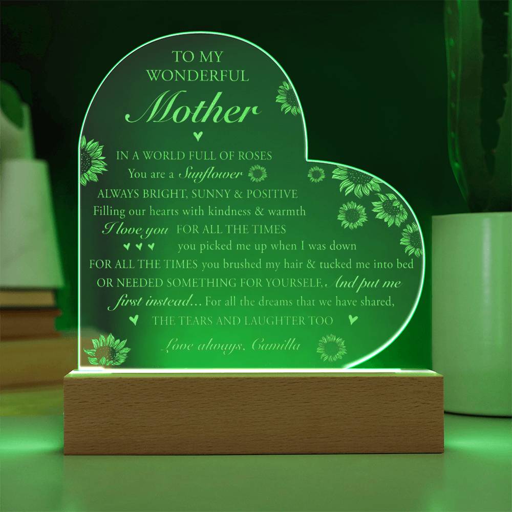 IN A WORLD FULL OF ROSES Gifts For Mother's Day Custom Name Engraved Acrylic Heart Plaque