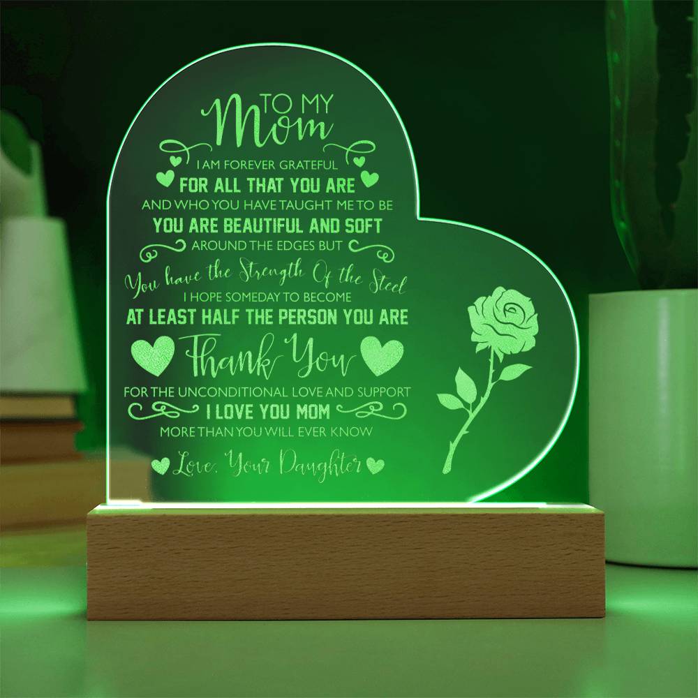 I AM FOREVER GRATEFUL Gifts For Mother's Day Personalized Name Engraved Acrylic Heart Plaque