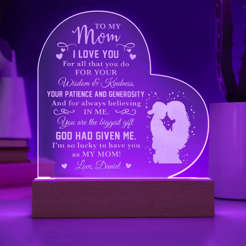 I Love You For All That You Do Gifts For Mother's Day Personalized Name Engraved Acrylic Heart Plaque