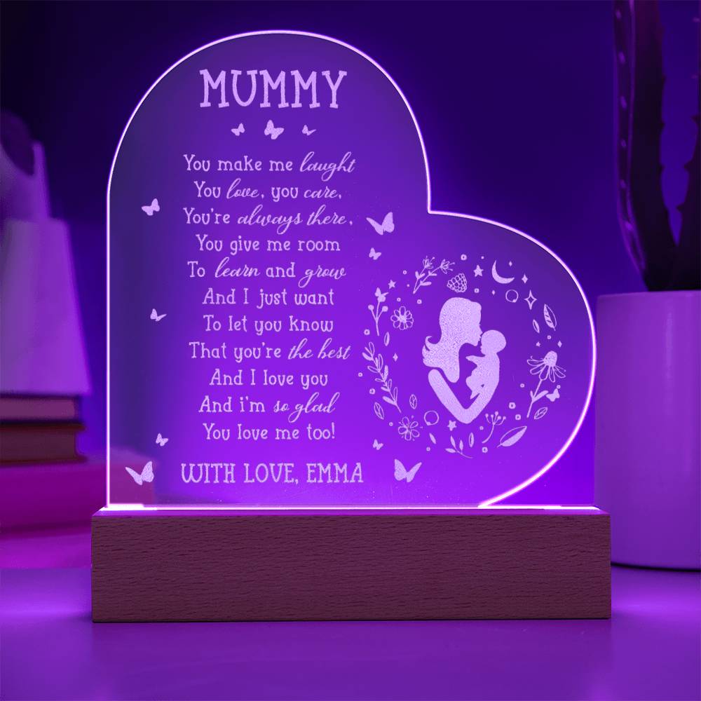 You Make Me Laugh You Love You Care Custom Name Engraved Acrylic Heart Plaque