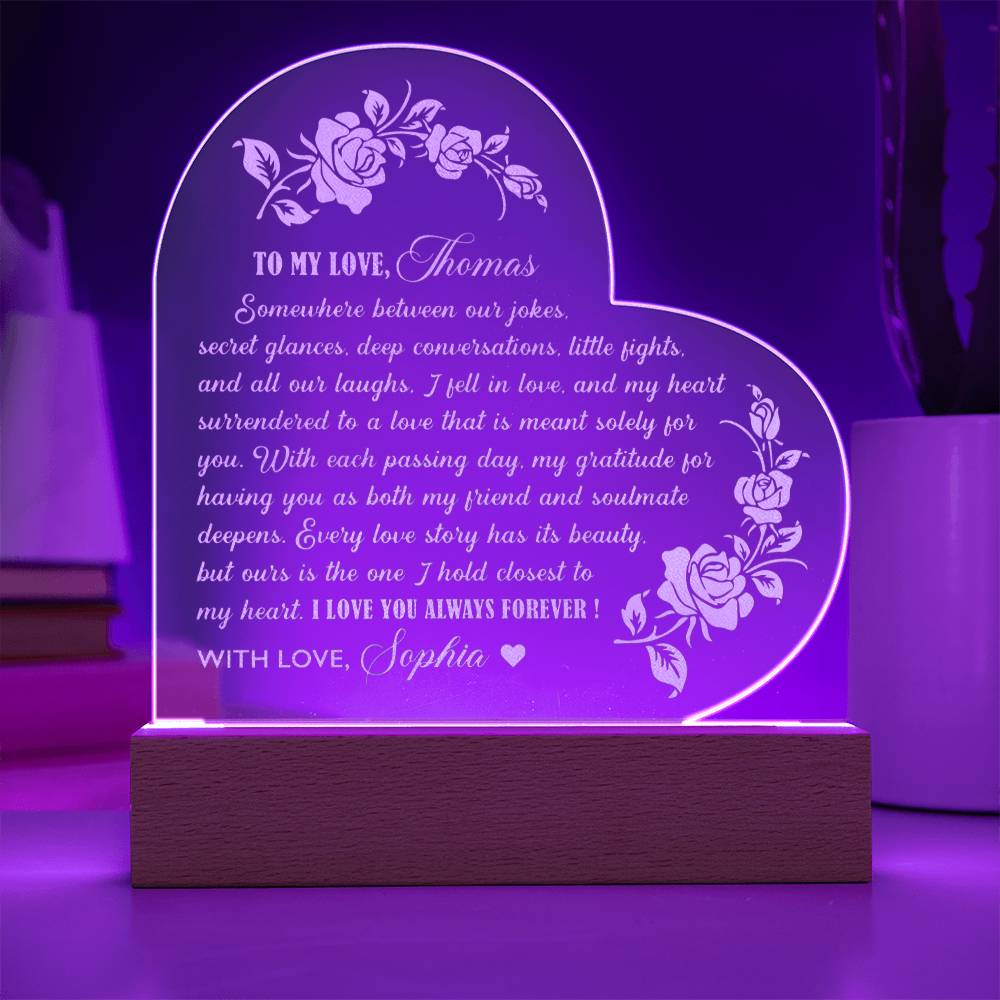 Every Love Story Has Its Beauty But Ours Is The One I Hold Closest To My Heart Custom Name Engraved Acrylic Heart Plaque