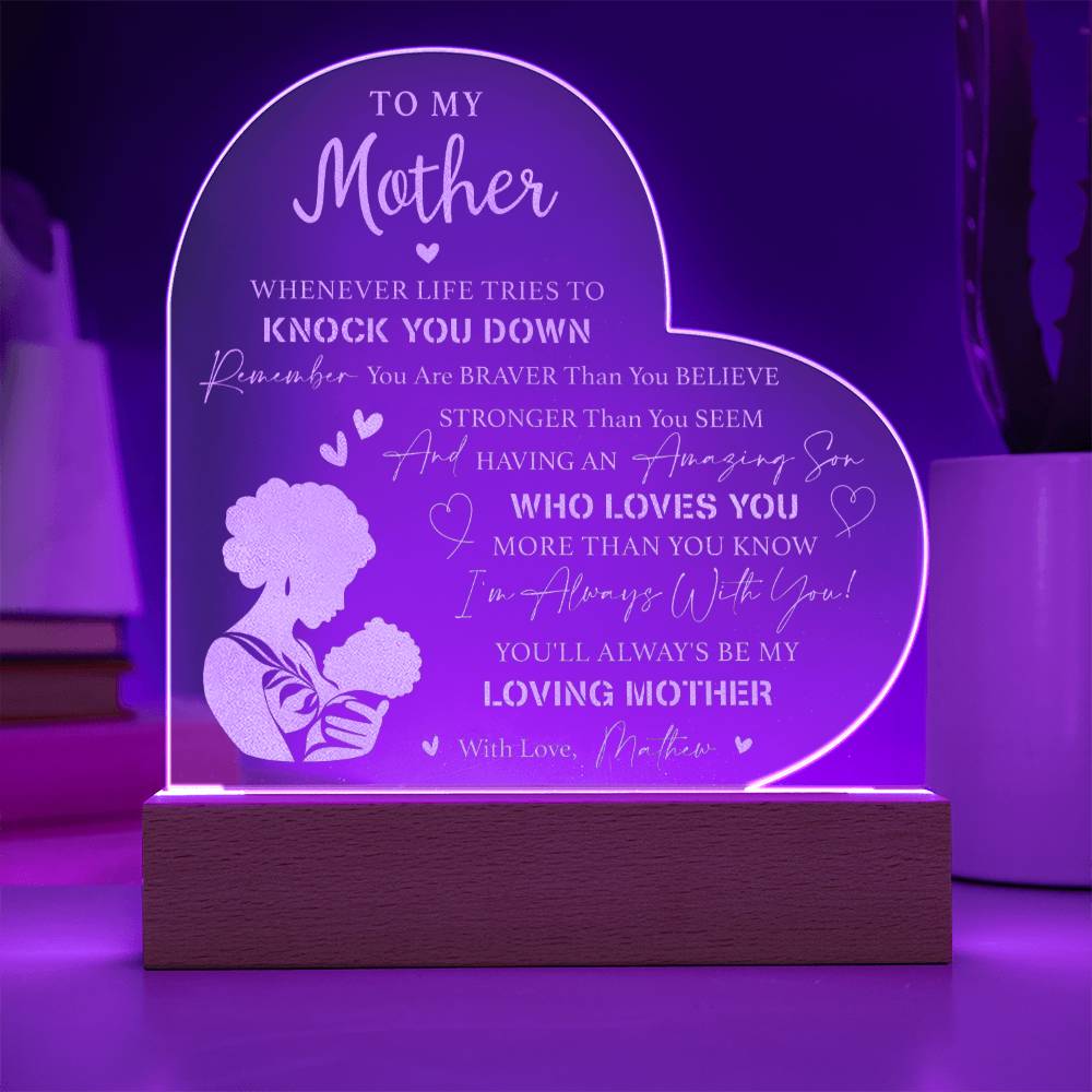 WHENEVER LIFE TRIES TO KNOCK YOU DOWN Gifts For Mother's Day Personalized Name Engraved Acrylic Heart Plaque