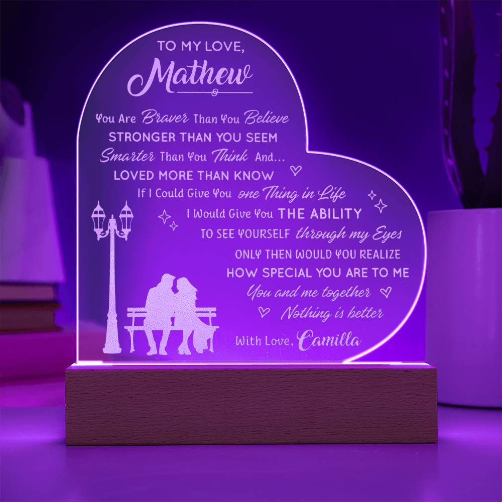 How Special You Are To Me You And Me Together Custom Name Engraved Acrylic Heart Plaque