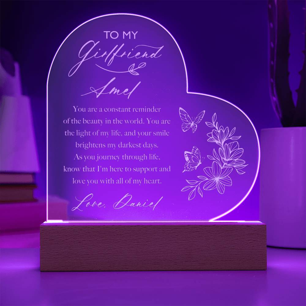 You Are A Constant Reminder Of The Beauty In The World Custom Name Engraved Acrylic Heart Plaque