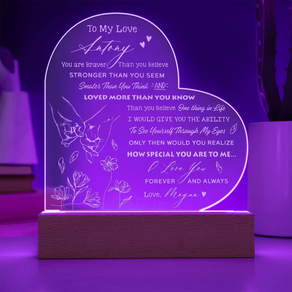 Personalized Name I Love You Forever And Always Engraved Acrylic Heart Plaque