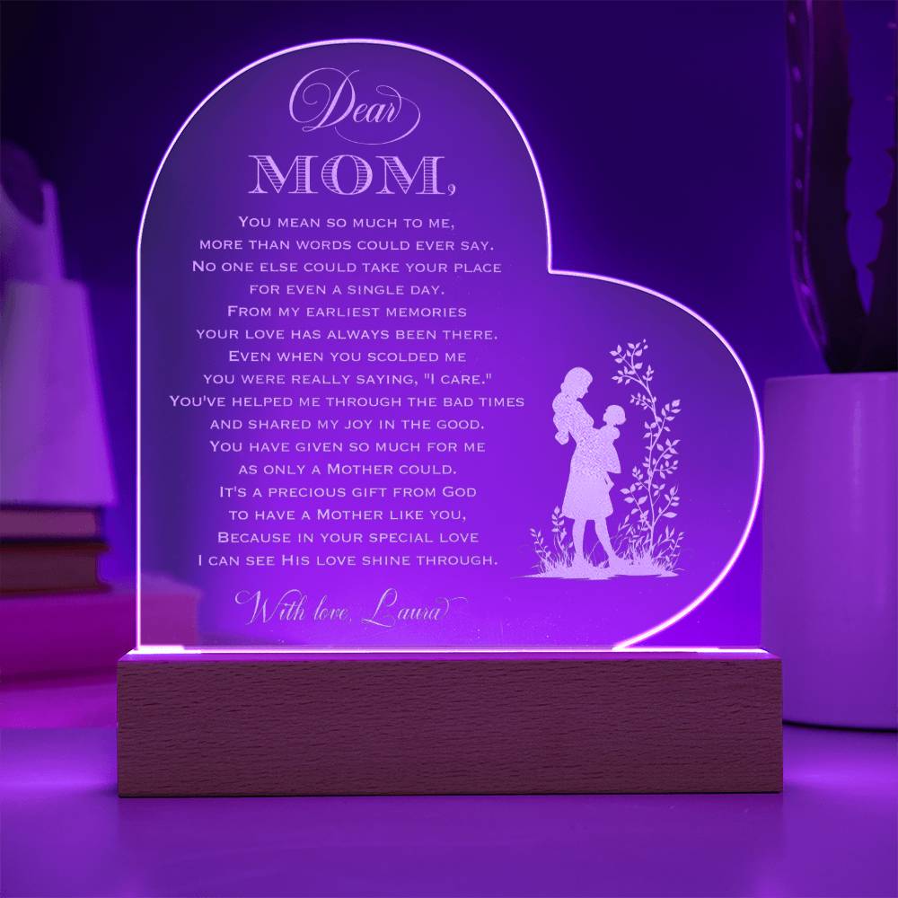 IT'S A PRECIOUS GIFT FROM GOD Gifts For Mother's Day Custom Name Engraved Acrylic Heart Plaque