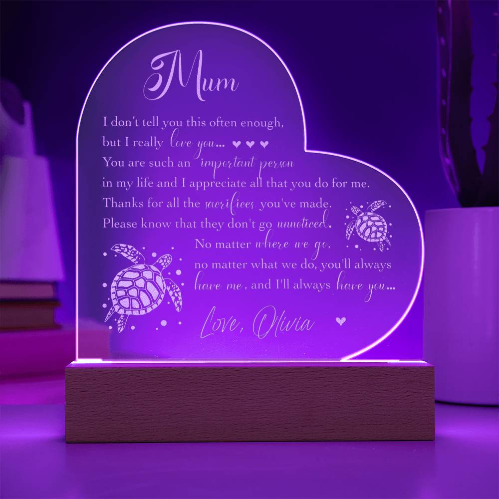 Mum You Are Such An Important Gifts For Mother's Day Personalized Name Engraved Acrylic Heart Plaque