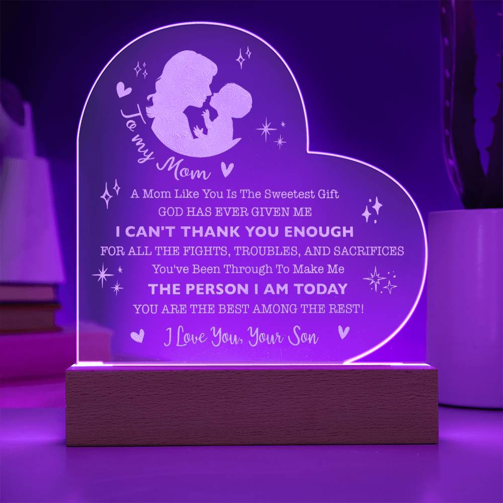 I CAN'T THANK YOU ENOUGH Gifts For Mother's Day Personalized Name Engraved Acrylic Heart Plaque