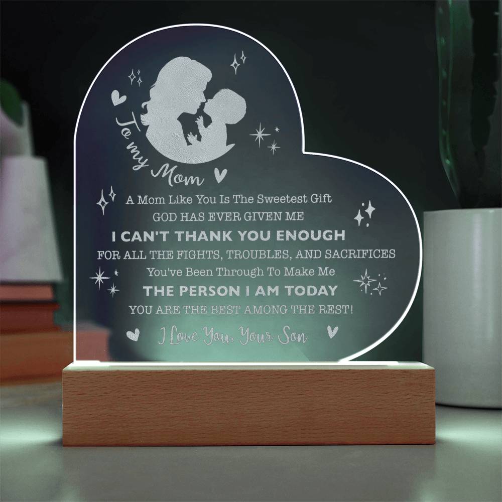 I CAN'T THANK YOU ENOUGH Gifts For Mother's Day Personalized Name Engraved Acrylic Heart Plaque