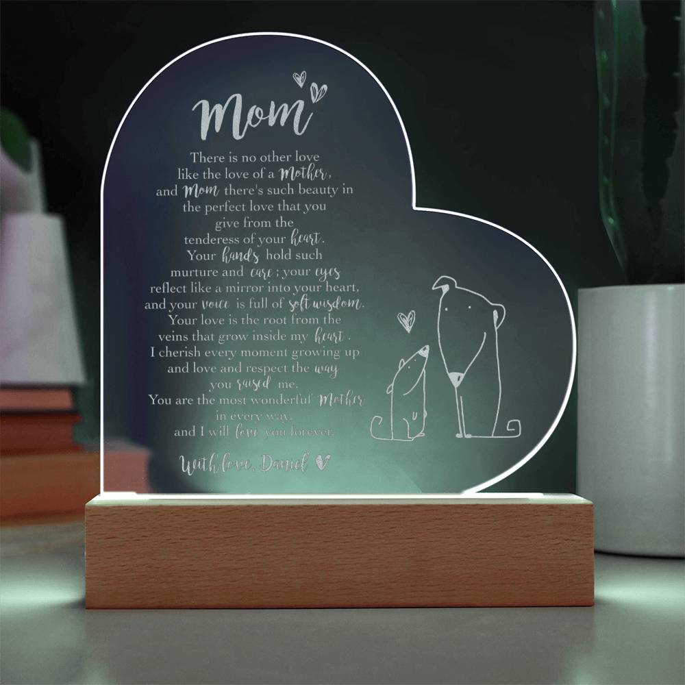 There Is No Other Love Like The Love Gifts For Mother's Day Personalized Name Engraved Acrylic Heart Plaque