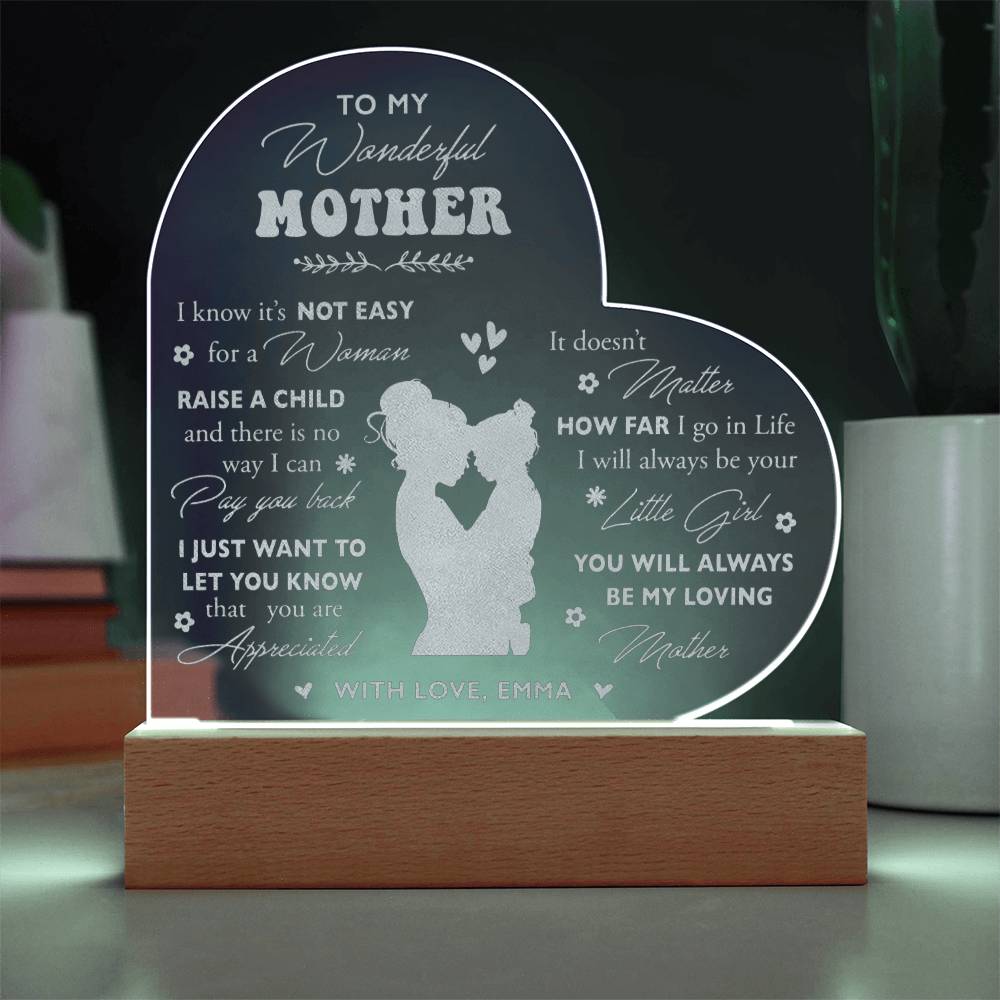 It Doesn't Matter How Far I Go In Life Gifts For Mother's Day Personalized Name Engraved Acrylic Heart Plaque