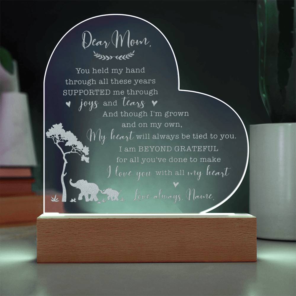 You Held My Hand Through All These Years Supported Gifts For Mother's Day Personalized Name Engraved Acrylic Heart Plaque