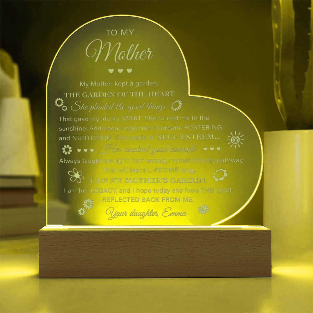 I Am My Mother's Garden Gifts For Mother's Day Personalized Name Engraved Acrylic Heart Plaque