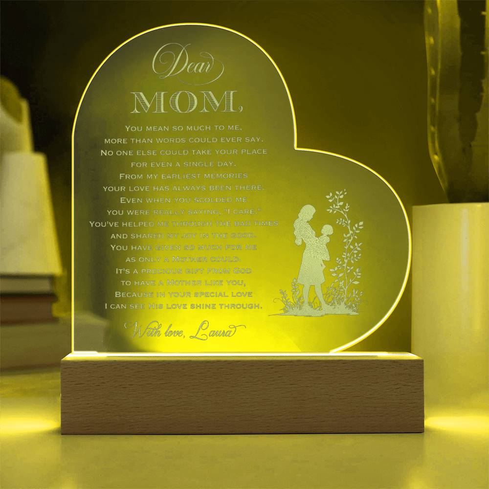 IT'S A PRECIOUS GIFT FROM GOD Gifts For Mother's Day Custom Name Engraved Acrylic Heart Plaque