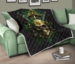 Skull Green Color Quilt Twin Queen King Size 132