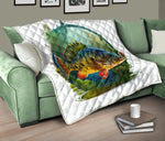 Peacock Bass Swim In Water Quilt Twin Queen King Size 111