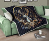 Deer Hunting White Gold Color Quilt Twin Queen King Size 33