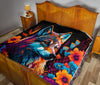Wolf And Flowers Quilt Twin Queen King Size 102
