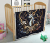 Deer Hunting White Gold Color Quilt Twin Queen King Size 33