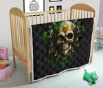 Skull Green Color Quilt Twin Queen King Size 132