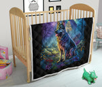 German Shepherd Colorful Quilt Twin Queen King Size 62