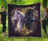 Heart White And Black Wolf Quilt Twin Queen King Size 68