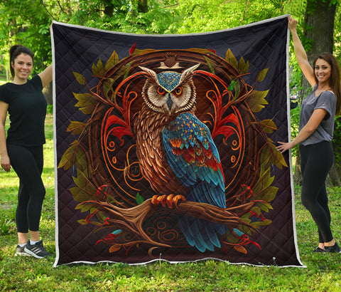 Owl On Tree Quilt Twin Queen King Size 106