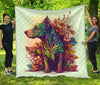 Pitbul And Flower Quilt Twin Queen King Size 113