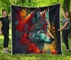 Wolf And Flowers Quilt Twin Queen King Size 103