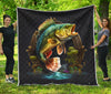 Bass Fishing Peacock Quilt Twin Queen King Size 13