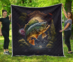 Peacock Bass Fishing Quilt Twin Queen King Size 110