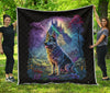 German Shepherd Colorful Quilt Twin Queen King Size 62