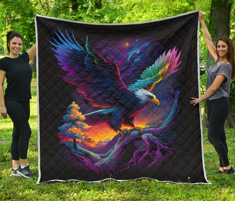 Eagle Colorful Quilt Twin Queen King Size 57