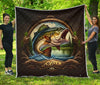 Large Mouth Bass Fishing Quilt Twin Queen King Size 78