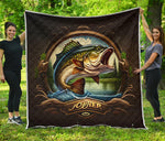 Large Mouth Bass Fishing Quilt Twin Queen King Size 78