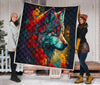 Wolf And Flowers Quilt Twin Queen King Size 103