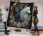 Black And White Wolf Quilt Twin Queen King Size 16