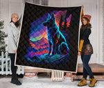 German Shepherd Colorful Quilt Twin Queen King Size 65